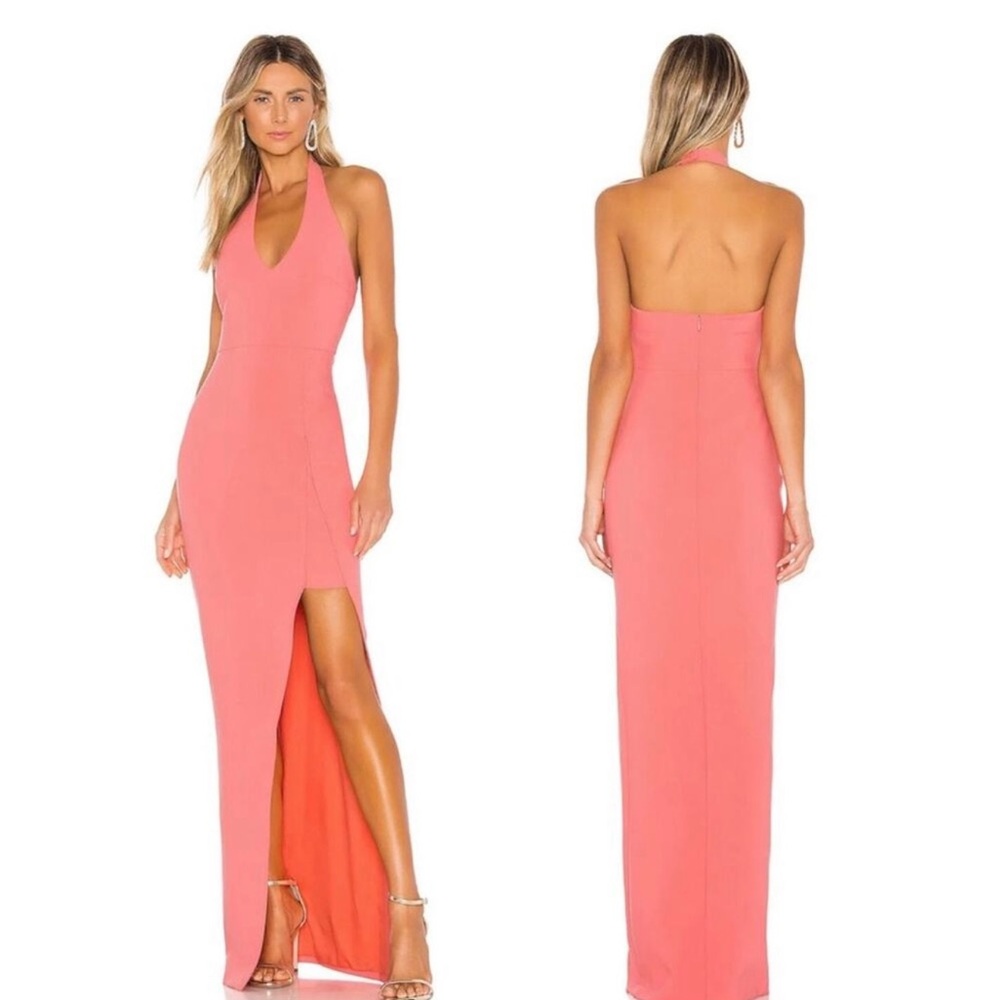 Likely Coral Halter Backless Gown